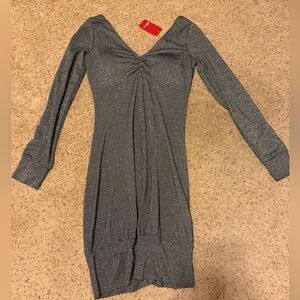 Guess Shimmering Gray Long Sleeve Dress